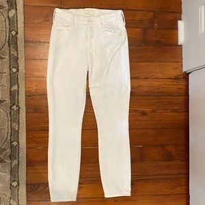 Mother Crop Skinny Jeans White